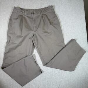 Duxbak Men 38x32 Tan Pleated Straight Leg Preppy 80s Business Casual Trousers